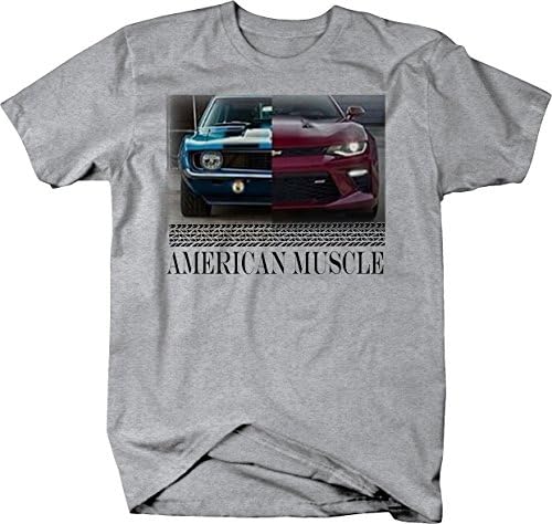 Американски мускулен мускулен автомобил Camaro SS модерна и класична гаражна маица за мажи