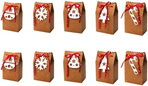 Nuobesty kraft торби за подароци за хартија Божиќни бонбони кутии за печење бисквити колачиња чоколадо пакување торба сад со