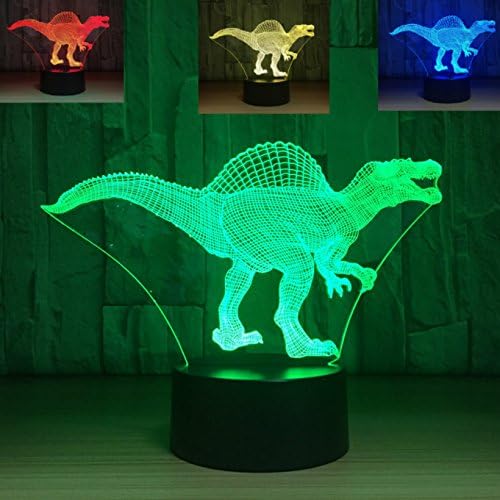 3Д диносаурус ноќна светлина табела за табели Оптичка илузија ламби 7 светла за промена на боја предводена табела за ламба Божиќ, до дома, роденденски деца деца деко