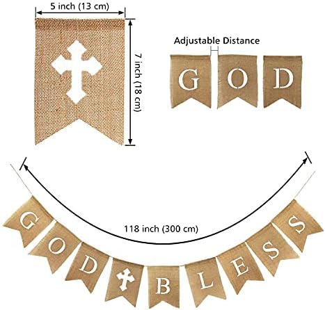 Декорации за крштевање со Бога Благослови Банер Бурлап, саќе од хартија од 6 п.п.