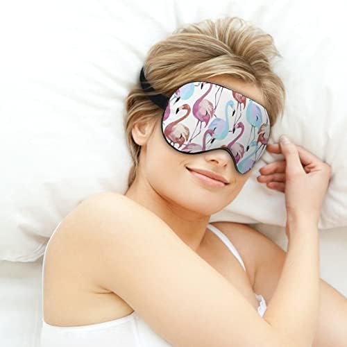 Акварел фламинго маска за спиење мека маска за очи за очи со прилагодлива лента за мажи жени