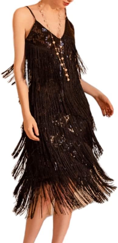 Јанфоам женски лајсен фустан со пердуви и секси V вратот шпагети лента за каиш за жени