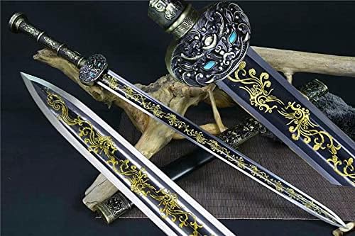 Shzbzb Swords Hight Quallty Кинески меч Хан ianијан рака 1095 Висока манган челик врежан сечило