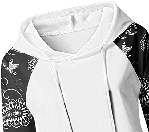Nokmopo Hooded Sweatshirt Casual Fashion Printed Patchwork Долг ракав за зашивање џемпери графички џемпер
