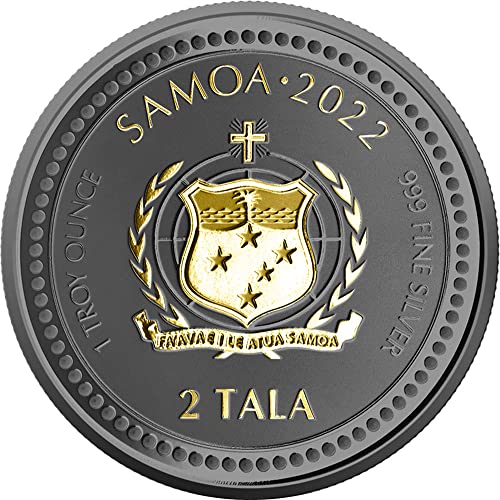 2022 de модерна комеморативна моќност на моќност на Христос стакло 1 мл Сребрена монета 2 Тала Самоа 2022 БУ брилијантно нециркулирано