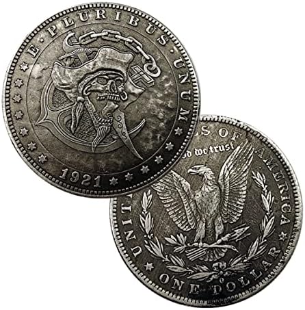 Врежани монети на череп Американски скитници монети врежани змеј монети врежани монети странски монети колекција гроздобер сребро
