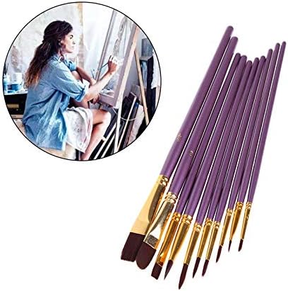 Hnkdd 10pcs виолетова уметничка боја четка за четки постави најлон акварела за коса акрилно масло за сликање четки за цртање уметност снабдување