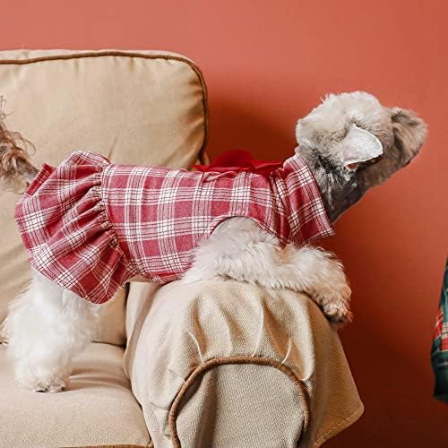 Божиќна облека Fitwarm Dog, фустан за зимски кучиња, облека за кучиња за мали кучиња девојче, Turtleneck карирана миленичиња