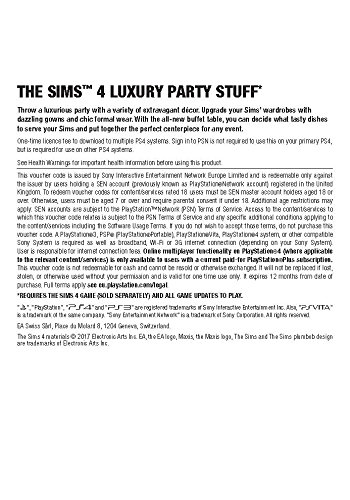 Симс 4-Луксузни Партија РАБОТИ DLC | PS4 Преземете Код - Велика Британија Сметка