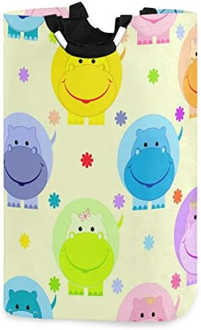 Орези слатки деца Смешна хипопотамус лаудри корпа, водоотпорен и преклопен алишта за перење за складирање на валкани облеки играчки во спална