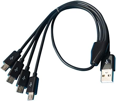 Micro USB кабел за сплитер, Micro USB кабел за мулти полнење, [4 во 1] Multi Micro USB полнач кабел, USB 2.0 тип А машко до четири микро USB машки