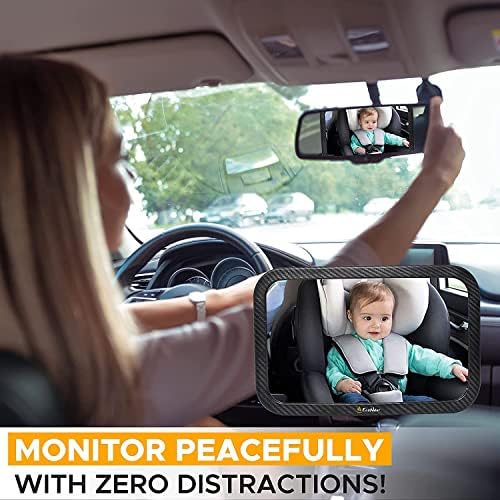 EcoNour Бебе Автомобил Огледало - 11.5 x 7.5 инчи Безбедносен Автомобил Седиште Огледало За Задниот Свртен Новороденче со 360 Степен Ротирачки