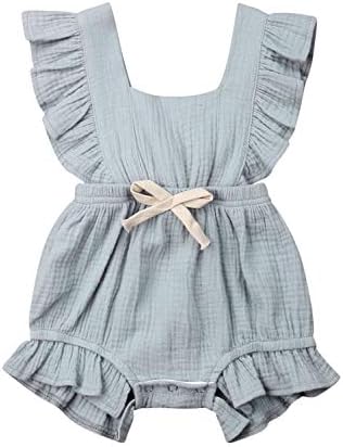 Qiylii новороденче бебе девојче Руфле ракав ромпер едноделен памук од памук за џемпери облека за комбинирање облека облека