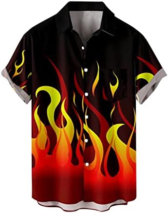 Маички за печатење со пожар со кратки ракави надолу со кошула, брзо сувајте ја јака Премиум ткаенина Неизвршени кошули за