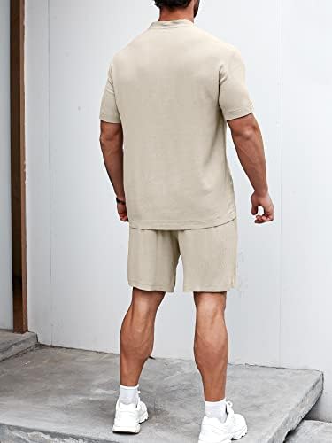 Nibhz Облека со две парчиња за мажи со цврста половина кошула и шорцеви
