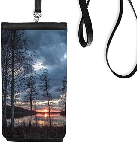 Езерото дрвја наука природна глетка Телефонска чанта чанта што виси мобилна торбичка црн џеб