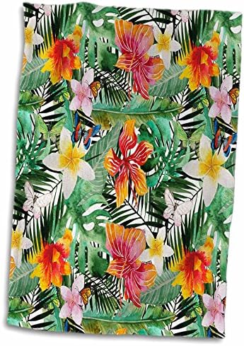 3drose Aloha Шарена хибискус цветна џунгла Тропска цветна шема на Хаваи - крпи