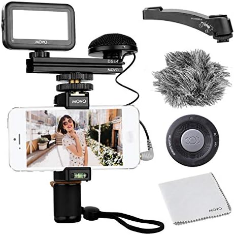 Movo Smartphone Video Kit V3 со Grip Rig, Omnidirectional Microphone, LED светло и безжичен далечински управувач - YouTube опрема