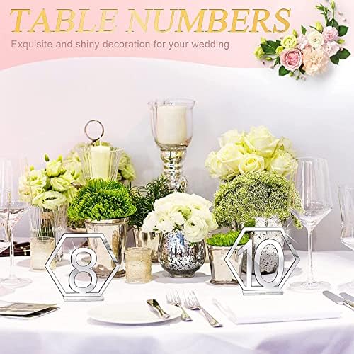 CLSQLXYJZC Број на табела со држач за држачи, хексагон шупливи акрилни броеви на свадбени седишта за прием, за забавни настани Декорации Број