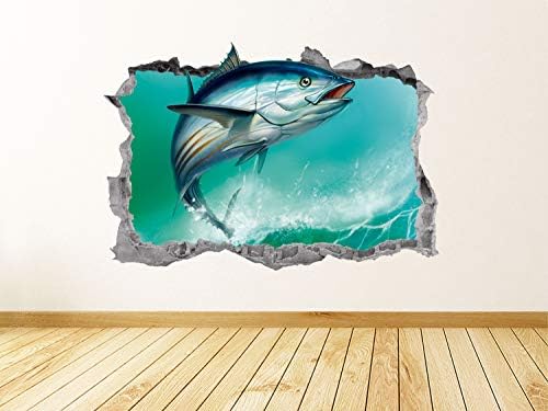 Туна риба wallидна декорална уметност размачкана 3Д графички спортски океански бран риболов налепница uralид постер соба гаража домашен