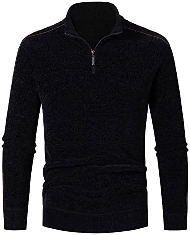 Wocachi Mens Turtleneck плетен џемпер пулвер 1/4 zip up вратот јака зимска топла тенок вклопување лесни џемпери