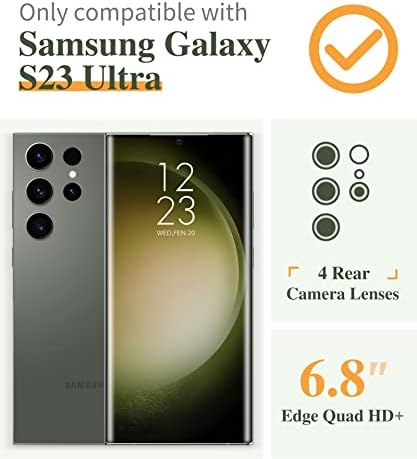 Gviewin За Samsung Galaxy S23 Ултра Случај со Заштитник На Објективот На Фотоапаратот, Цветен Тенок Јасен Заштитен Тврд КОМПЈУТЕР
