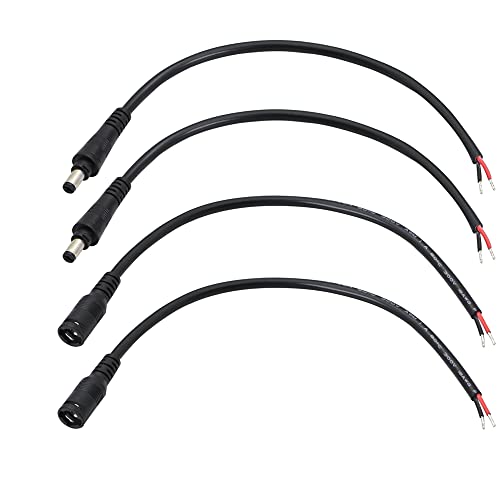 Pngknyocn 25cm DC Power Pigtail Cable, 12V 5A 5,5 mm x 2,1 mm машки и женски барел џек со заклучување за да се спречи паѓање