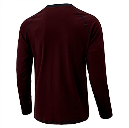 Маичка со долги ракави маица со полу-копчиња во боја, тенок екипаж на вратот на вратот, обични врвови, пад на пулвер маички кошули блузи