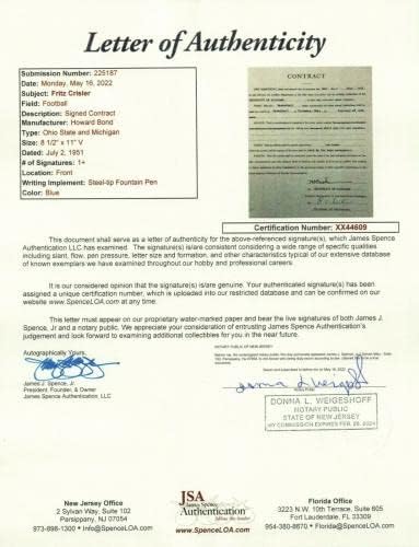 Фриц Крислер Потпиша Договор Колеџ Фудбал Хоф Мичиген Легенда в / ЈСА Писмо-Колеџ Намалување На Потписи