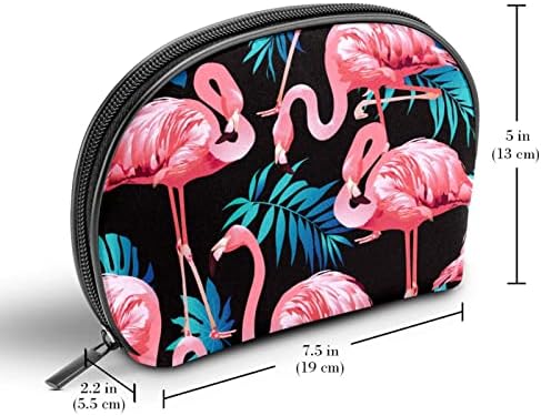 Мала Торба За Шминка, Патент Торбичка Патување Козметички Организатор За Жени и Девојки, Розова Фламинго Тропски Лист