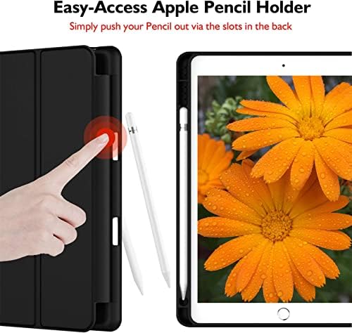iPad Case Comptible со iPad 9 -ти/8 -та/7 -та генерација случај iPad 9 -та генерација случај iPad 10.2 случај со држач за моливи, тенок паметен