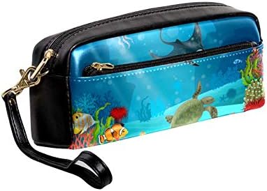 Желка риба корална медуза Подводна морска животинска пејзаж торба со молив со патент Пенка торбичка кутија за деца за момчиња за