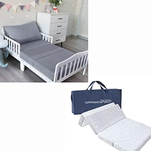 3-парчен лист за дете поставен со водоотпорен душек за креветчиња за креветчиња/душек за кревет за бебиња за бебиња 3,5, сива