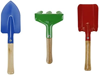 Рисбај 3 парчиња Зелени,Црвени,Сини Мини Градинарски Алат Вклучуваат Лопата,Гребло и Лопата За Градинарство