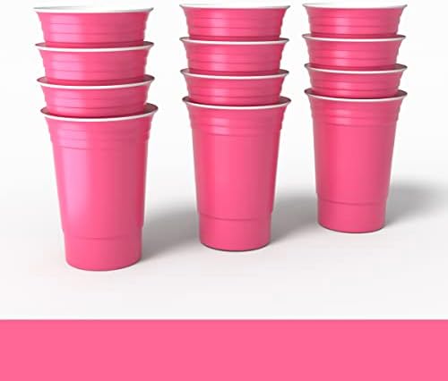 Сили Обвива Пластични Чаши За Забава Изолирани Со Двоен Ѕид | Комплет од 12 Чаши За Повеќекратна Употреба | Безбеден Прибор
