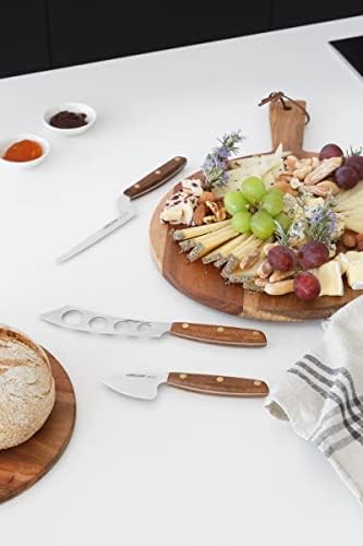 Arcos Serie Nordika - Поставете 3 нож за сирење - Низнум од не'рѓосувачки челик - рачка од дрво од онгенкол природна FSC -