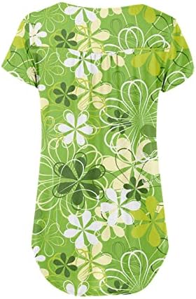 Сент Патрикс Ден на врвови за жени со кратки ракави Туника кошули Смешни маички ирски Шамрок графички маички плетени блуза