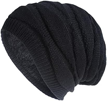 Унисекс модна цврста боја случајна плетена капа топла плус кадифена надворешна плетена зимска капа дами кожа капа