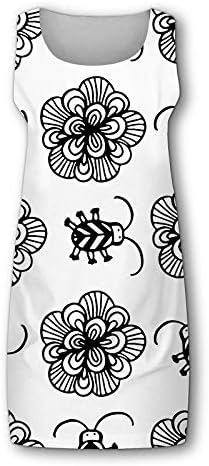 IQKA женски резервоар фустан летен кошула без ракави, фустан, обична лабава вратоврска боја, печати кратки мини фустани фустани плажа фустани