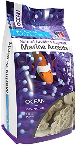 Акванатурални морски акценти океанот 4 fl oz за резервоарот за гребени и аквариум, декор, школки, фосилизирани корали и арагонит,