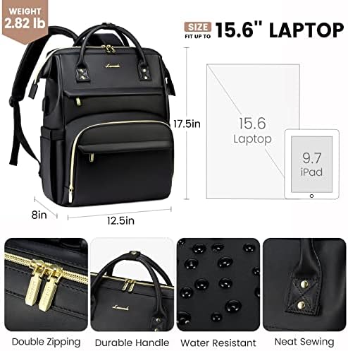 Lavevook кожа лаптоп ранец за жени 17 инчи, патнички ранец чанта од медицинска сестра наставник ранец компјутер лаптоп торба, професионални