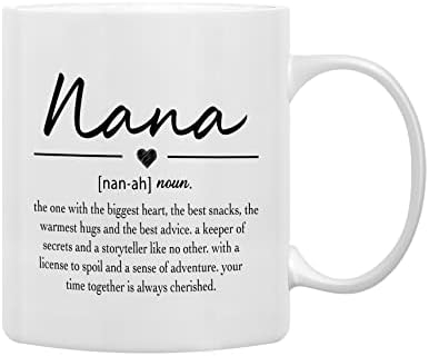 Qashwey nana дефиниција за кафе кригла, кригла, роденденски подароци на баба на Нана за внука внука, најдобра баба Нана подароци со двојна