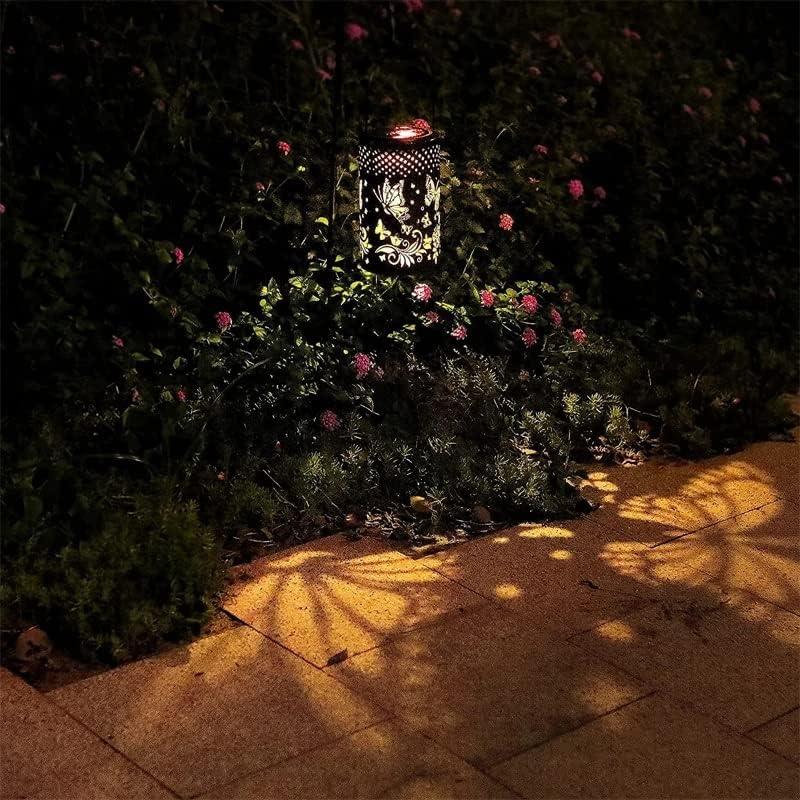SJYDQ Ретро проекција светилка водоотпорна ноќна светлина на отворено шупливо кревање висечки ламба фенер за уметност градинарски двор
