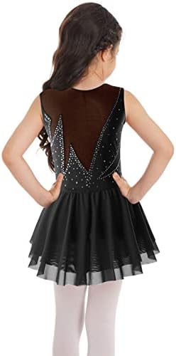 Верлан фигура Фустан за уметничко лизгање за девојчиња Девојки без ракави за ракави, носачи на балетски балетски тандери, костум