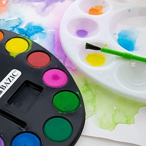 Базички акварел w/четка, 12 бои нетоксичен сет на боја, за хоби забавни уметнички материјали живописно сликарство во боја, подарок за деца
