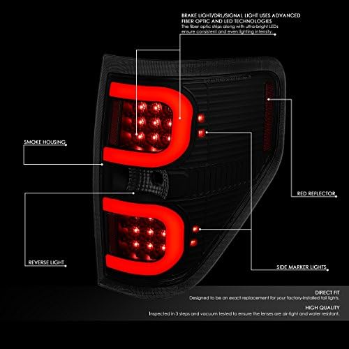 DNA MOTORING TL-F15009-LED-RD3D-BK-SM LED 3d Опашка Светлина Собранието Возачот &засилувач; Патнички Страна [Компатибилен со 09-14 Ford F150]