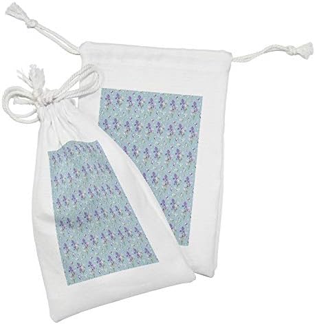 Необична пурпурна торбичка за ткаенини од пеперутка од 2, цветаат акварел виолетова ириса цвеќиња и детални нацртани пеперутки,