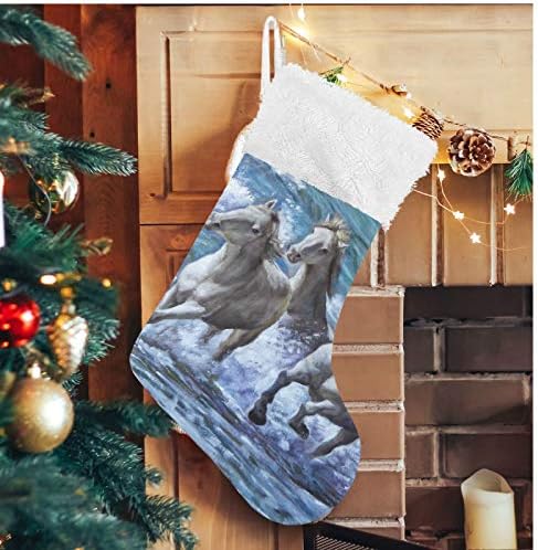 Алаза Божиќни чорапи нафта за сликање на коњи од морето Класик Персонализирани големи декорации за порибување за семејни сезонски празници Декор 1 пакет, 17,7 ''