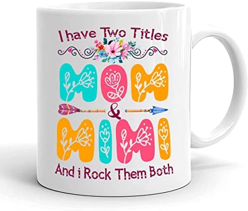 KrySdesigns Имам две титули Мајка и Мими кригла за жени 2022 година - Кригла за кафе - чаша чај за декорација на цвеќиња за Денот на мајката
