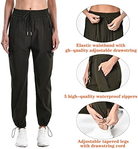 Wlcovrny женски панталони за пешачење за товар на лесни суви џогери панталони атлетски патеки за вежбање со патенти со патенти